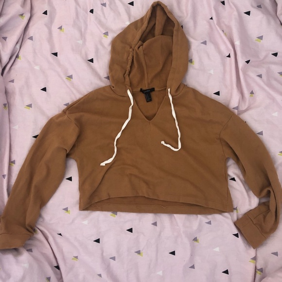tan crop hoodie